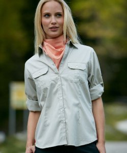 Twill Blouse with Roll-up-Sleeves